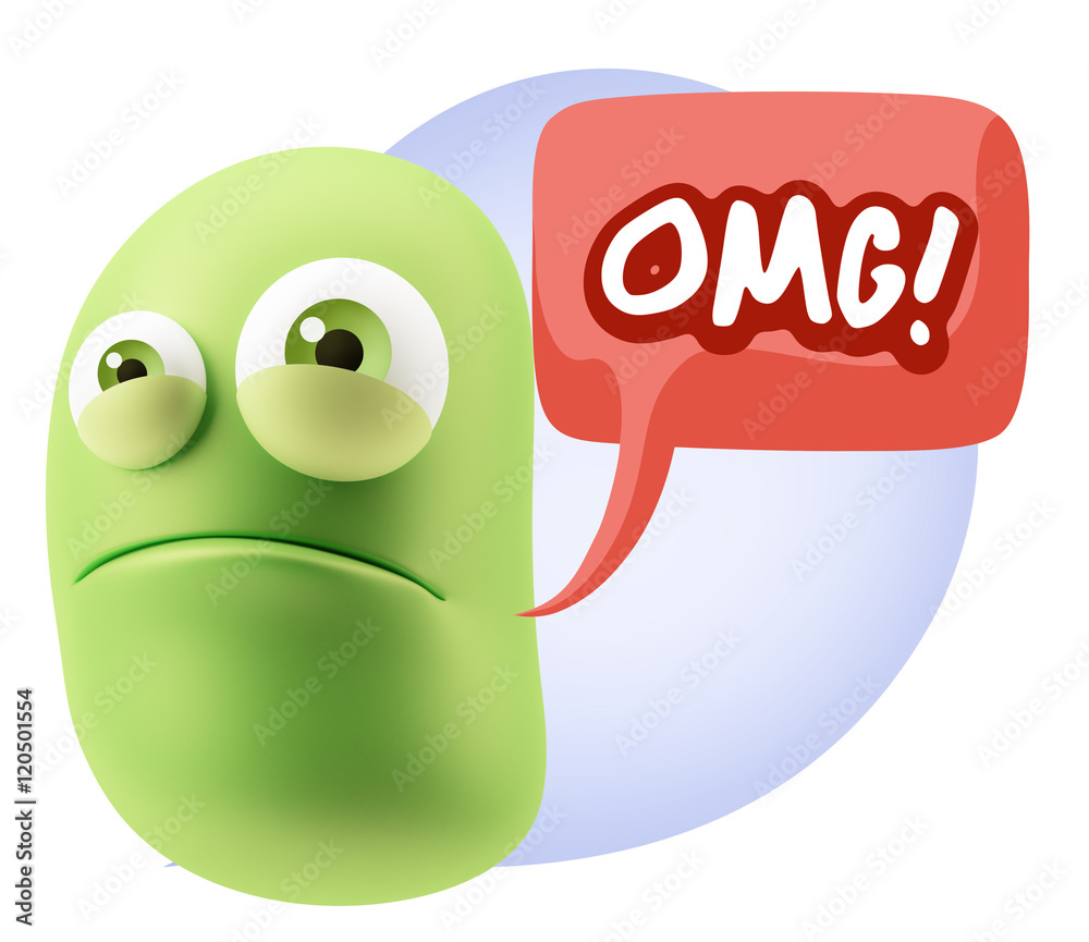 3d Illustration Sad Character Emoji Expression saying OMG with C 3d Illustration Sad Character Emoji Expression saying OMG with C