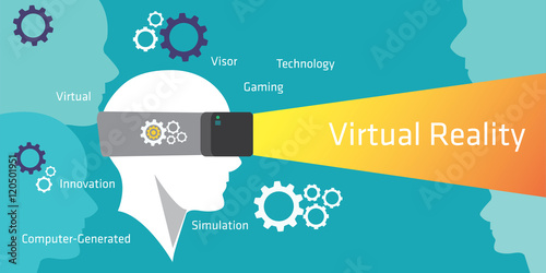 VR virtual reality simulator device by illustration