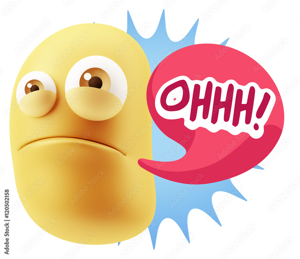 3d Illustration Sad Character Emoji Expression saying Oh with Co 3d Illustration Sad Character Emoji Expression saying Oh with Co