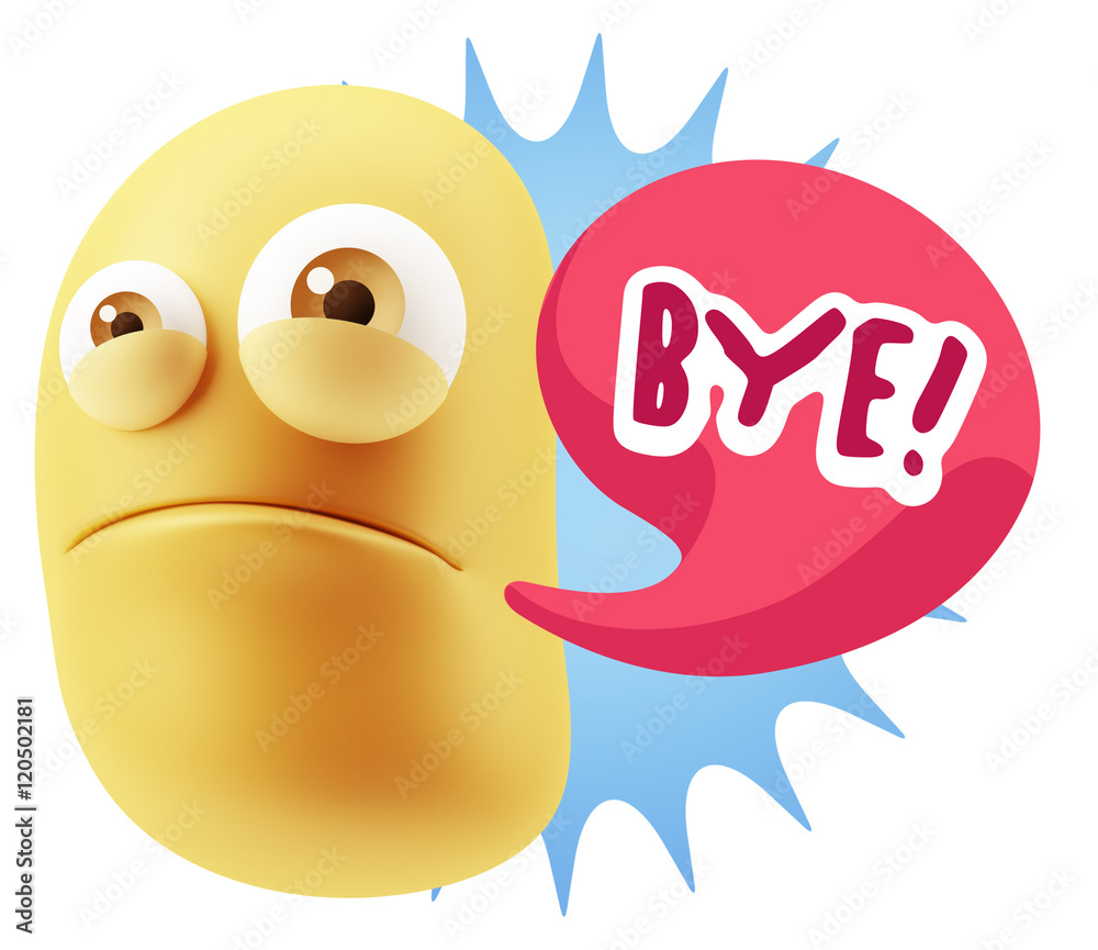 3d Illustration Sad Character Emoji Expression saying Bye with C 3d Illustration Sad Character Emoji Expression saying Bye with C