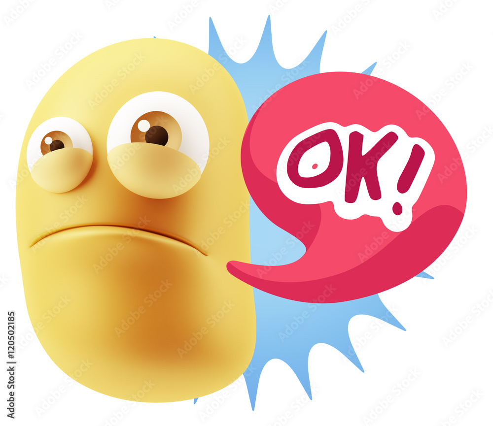 3d Illustration Sad Character Emoji Expression saying OK with Co 3d Illustration Sad Character Emoji Expression saying OK with Co