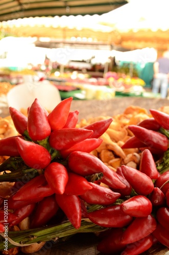 roter chilli auf dem Wochenmarkt in Bielefeld, Sigfriedplatz photo