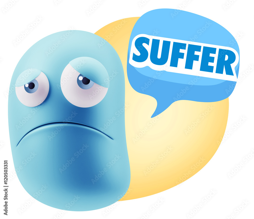 3d Illustration Sad Character Emoji Expression saying Suffer wit 3d Illustration Sad Character Emoji Expression saying Suffer wit