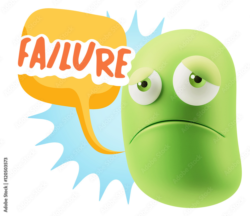 3d Illustration Sad Character Emoji Expression saying Failure wi