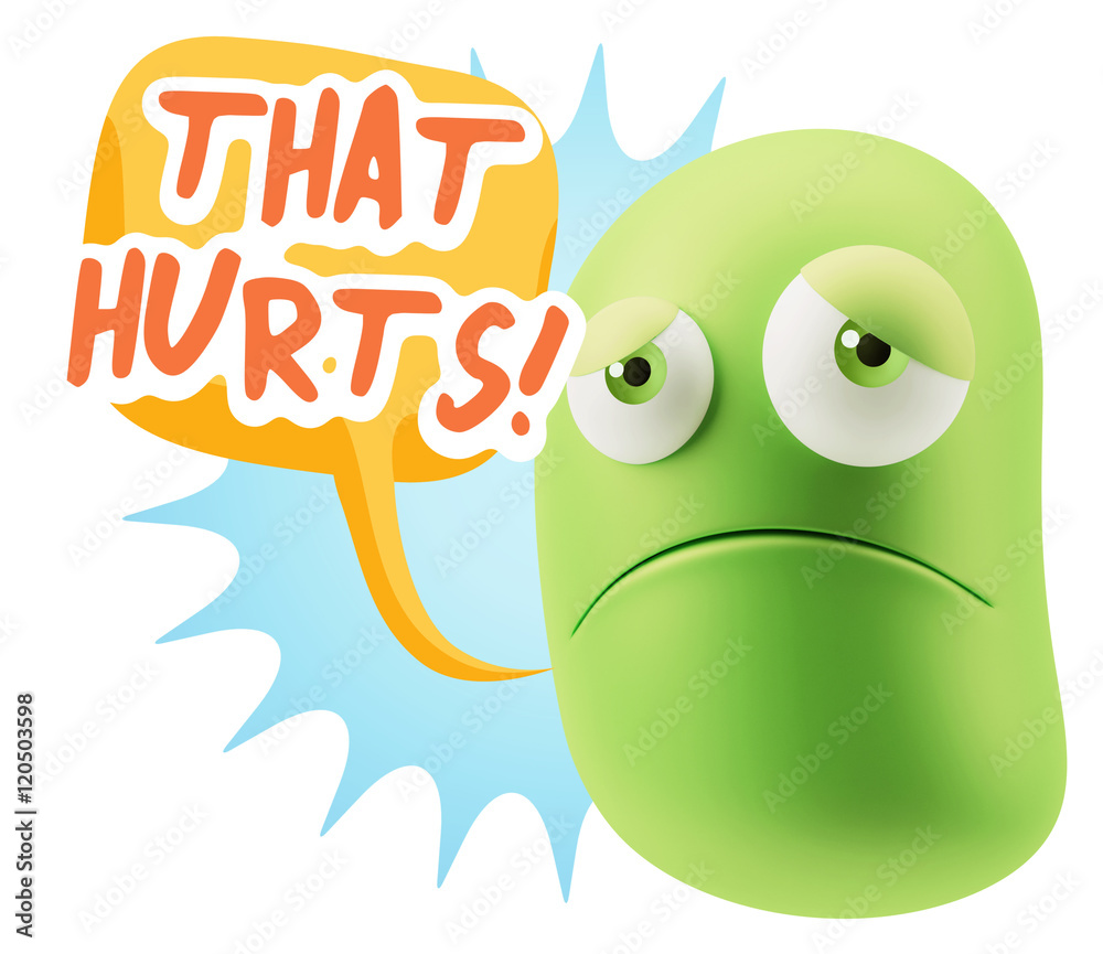 3d Illustration Sad Character Emoji Expression saying That Hurts 3d Illustration Sad Character Emoji Expression saying That Hurts