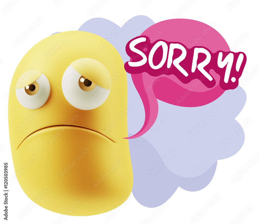 3d Illustration Sad Character Emoji Expression saying Sorry with 3d Illustration Sad Character Emoji Expression saying Sorry with