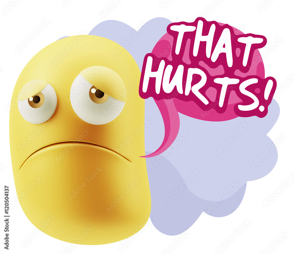 3d Illustration Sad Character Emoji Expression saying That Hurts 3d Illustration Sad Character Emoji Expression saying That Hurts