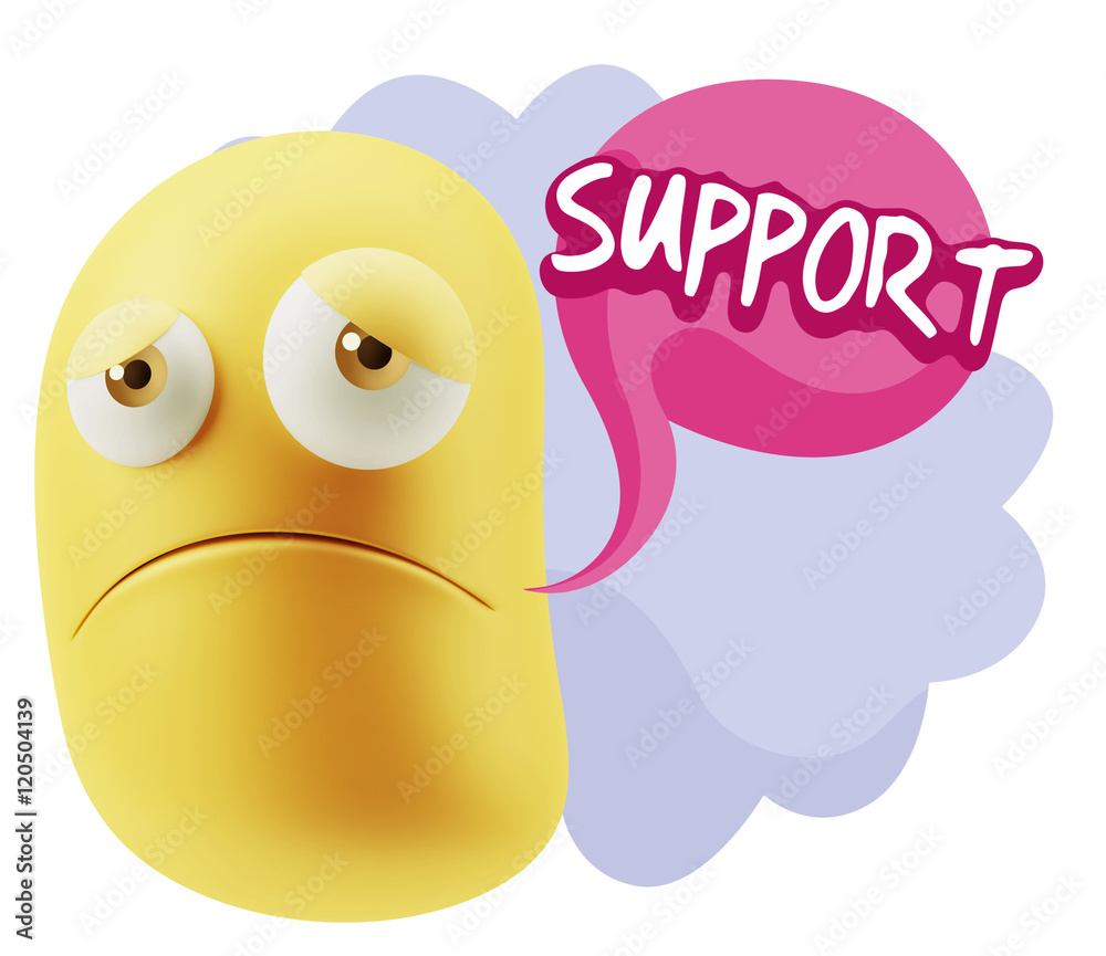 3d Illustration Sad Character Emoji Expression saying Support wi 3d Illustration Sad Character Emoji Expression saying Support wi