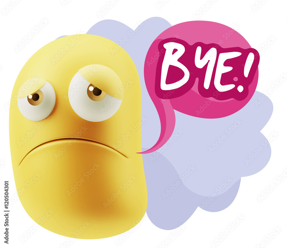 3d Illustration Sad Character Emoji Expression saying Bye with C 3d Illustration Sad Character Emoji Expression saying Bye with C