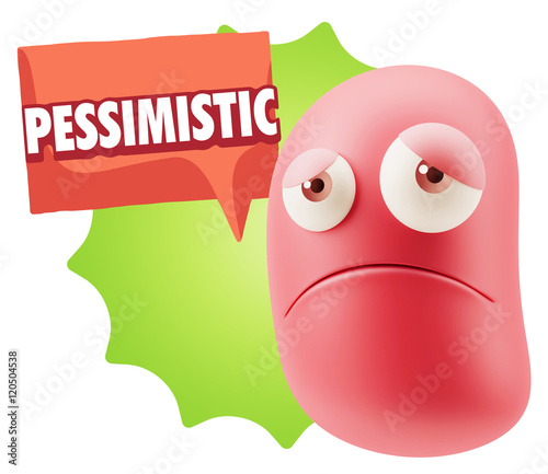 3d Illustration Sad Character Emoji Expression saying Pessimisti photo