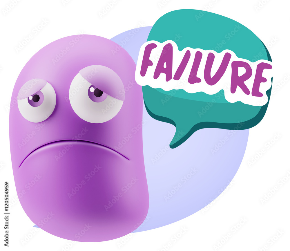 3d Illustration Sad Character Emoji Expression saying Failure wi 3d Illustration Sad Character Emoji Expression saying Failure wi