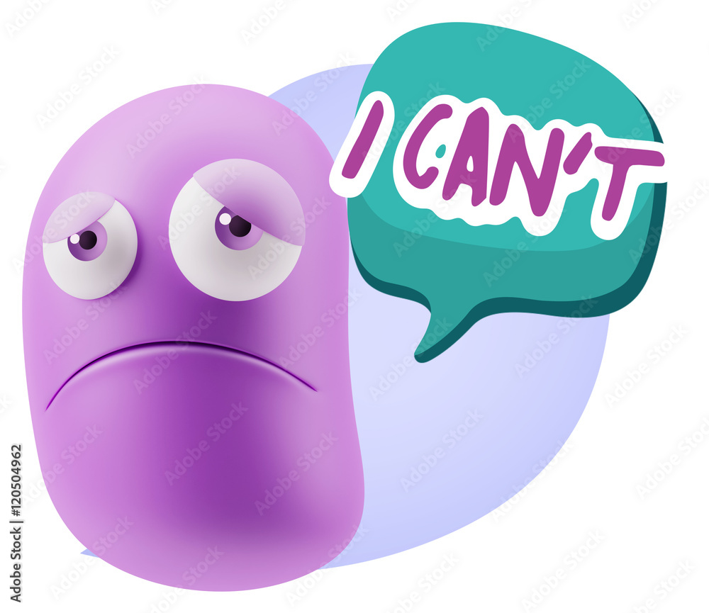 Obraz premium 3d Illustration Sad Character Emoji Expression saying I Can't wi
