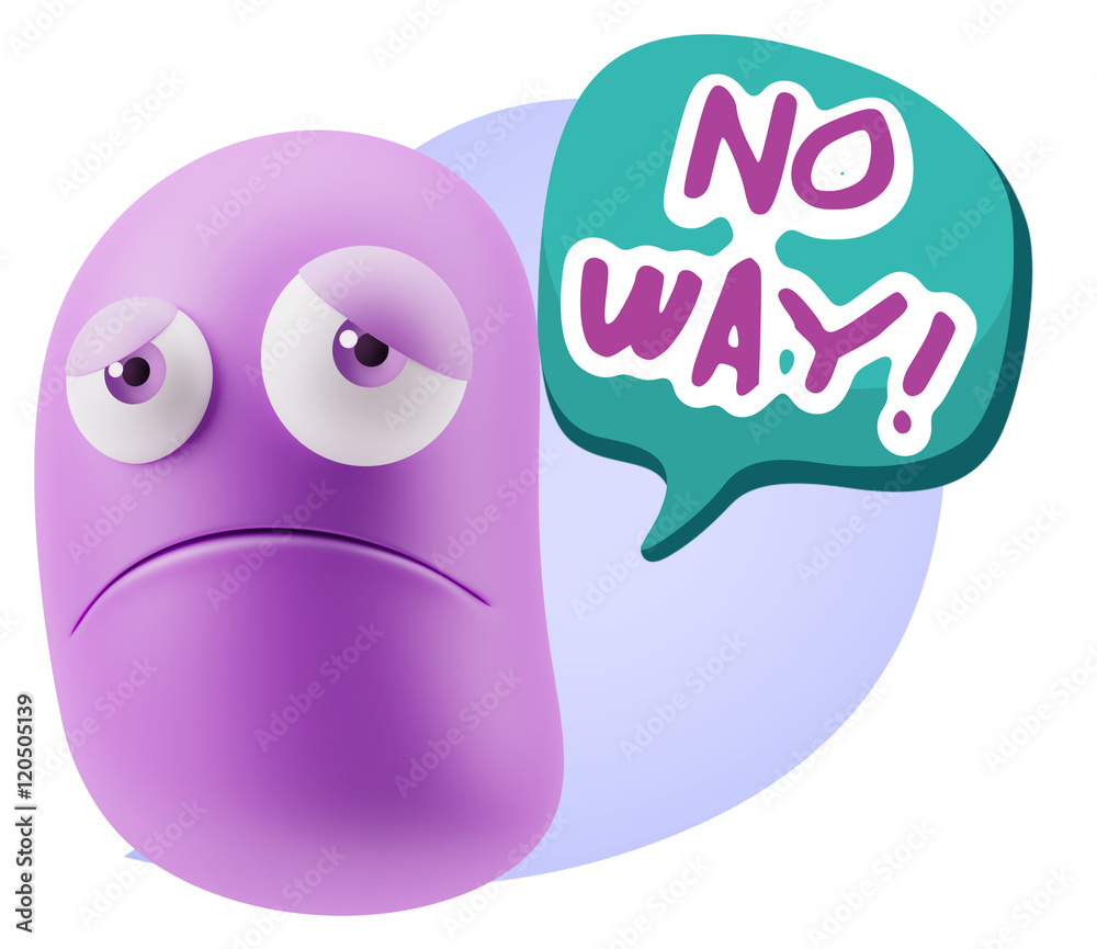 Obraz premium 3d Illustration Sad Character Emoji Expression saying No Way wit
