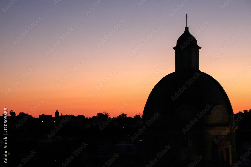 procida church in the sun set