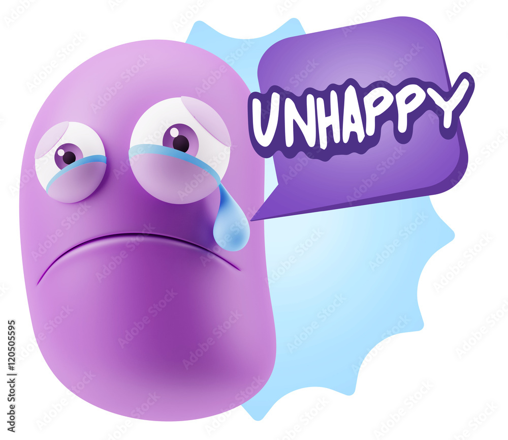 3d Illustration Sad Character Emoji Expression saying Unhappy wi