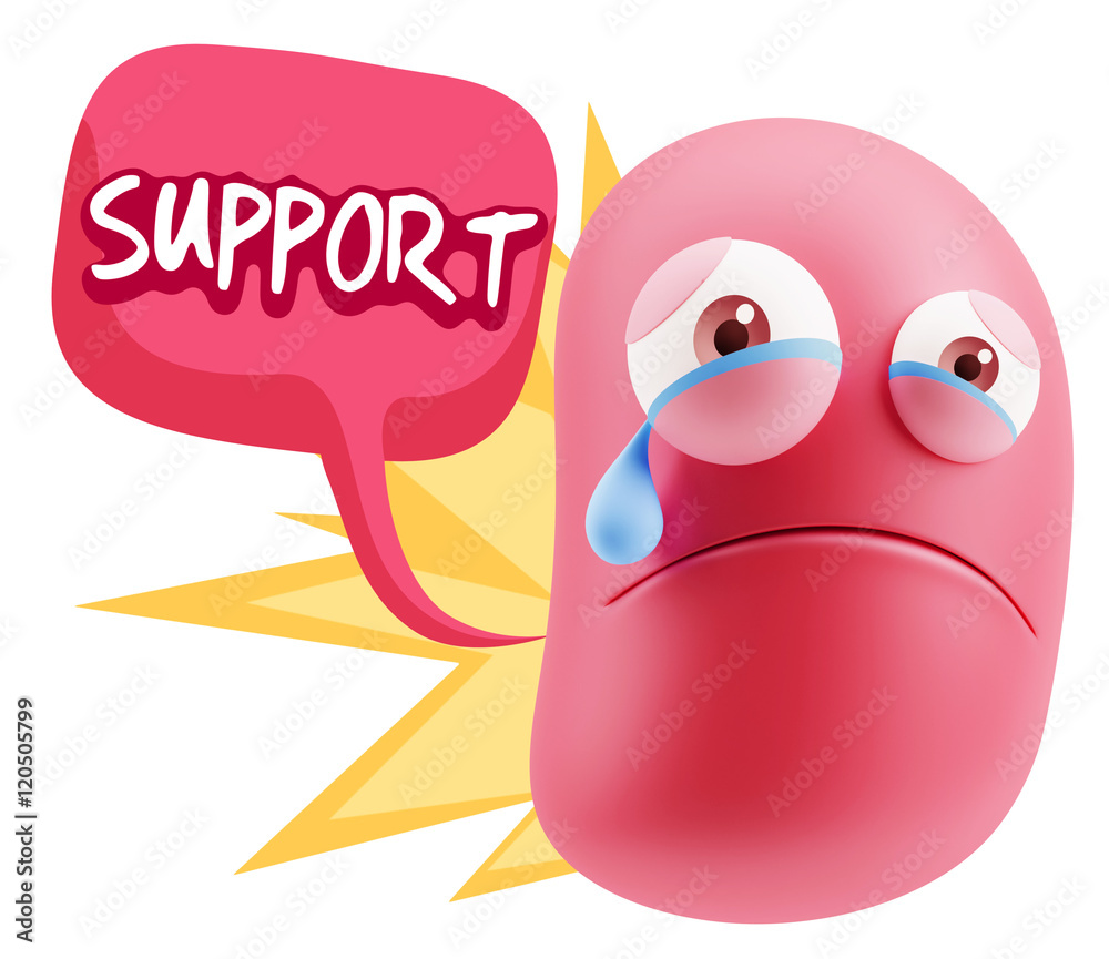 3d Illustration Sad Character Emoji Expression saying Support wi 3d Illustration Sad Character Emoji Expression saying Support wi