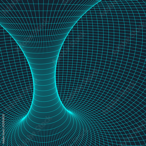 Wireframe torus with connected lines and dots . Mesh polygonal element. Vector Illustration EPS10.
