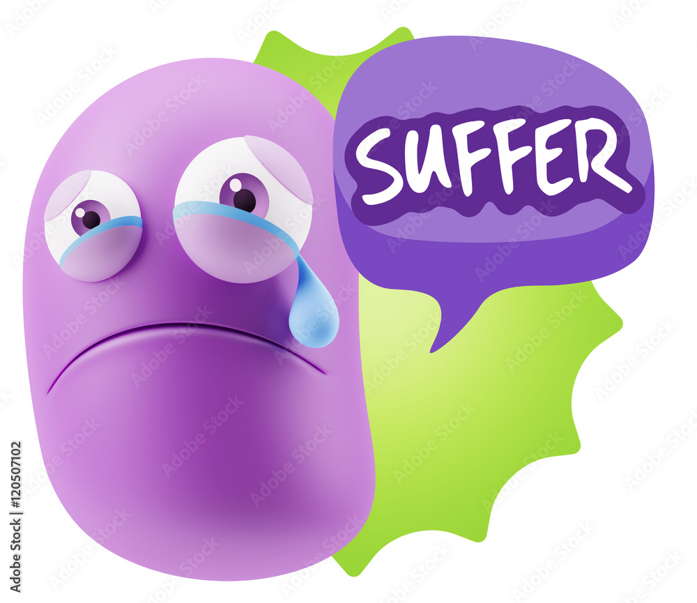 3d Illustration Sad Character Emoji Expression saying Suffer wit 3d Illustration Sad Character Emoji Expression saying Suffer wit