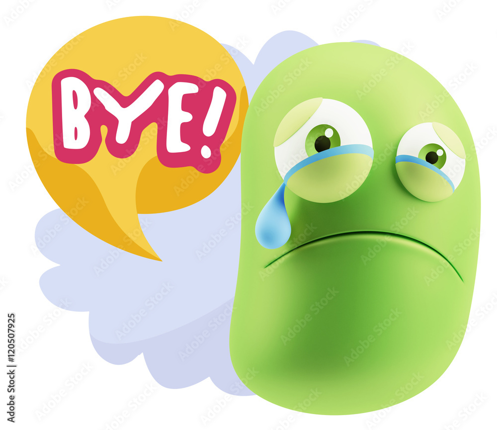 3d Illustration Sad Character Emoji Expression saying Bye with C 3d Illustration Sad Character Emoji Expression saying Bye with C