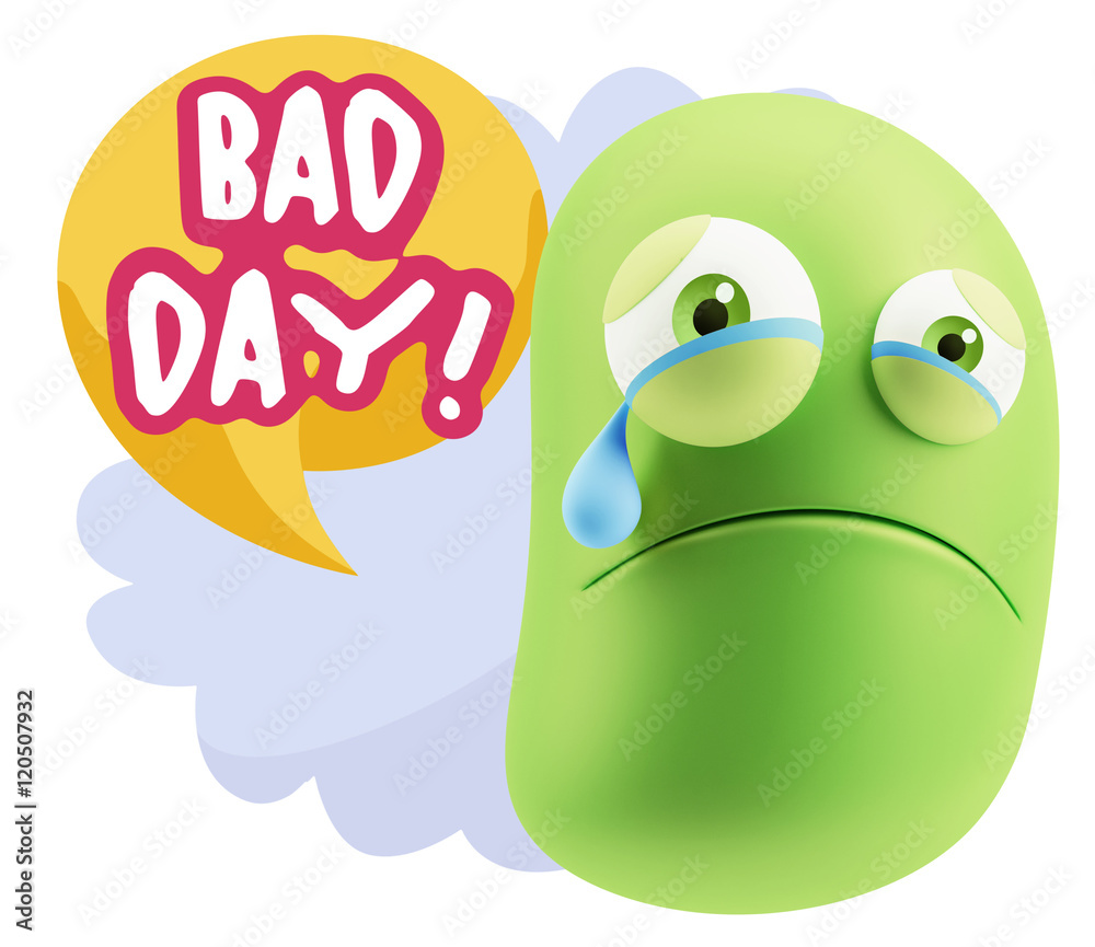 3d Illustration Sad Character Emoji Expression saying Bad Day wi 3d Illustration Sad Character Emoji Expression saying Bad Day wi