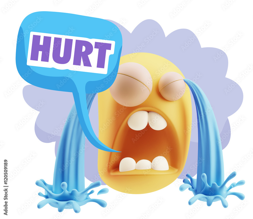 3d Illustration Sad Character Emoji Expression saying Hurt with 3d Illustration Sad Character Emoji Expression saying Hurt with