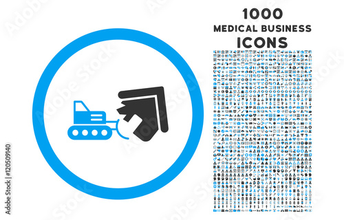 Demolition rounded vector bicolor icon with 1000 medical business icons. Set style is flat pictograms, blue and gray colors, white background.