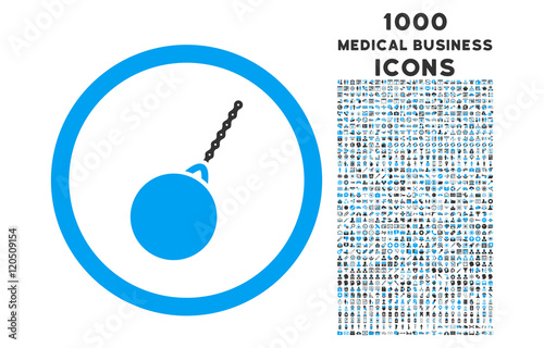 Destruction Hammer rounded vector bicolor icon with 1000 medical business icons. Set style is flat pictograms, blue and gray colors, white background.