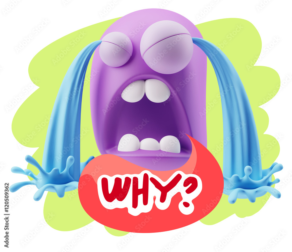 Obraz premium 3d Illustration Sad Character Emoji Expression saying Why? with