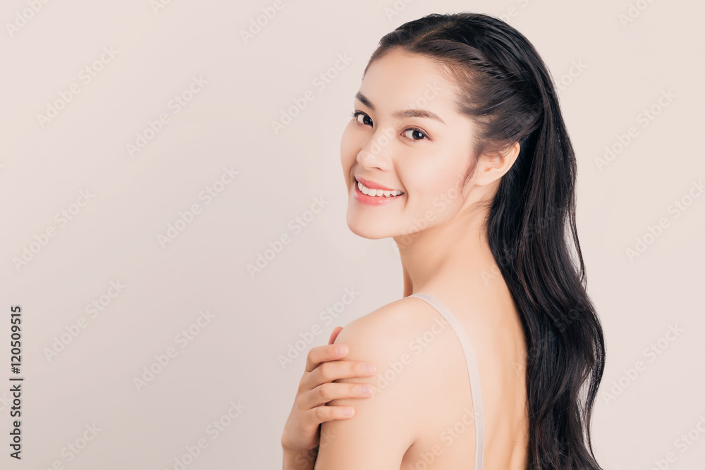 Young beauty Asian woman with healthy skin and eyes care concept Young beauty Asian woman with healthy skin and eyes care concept