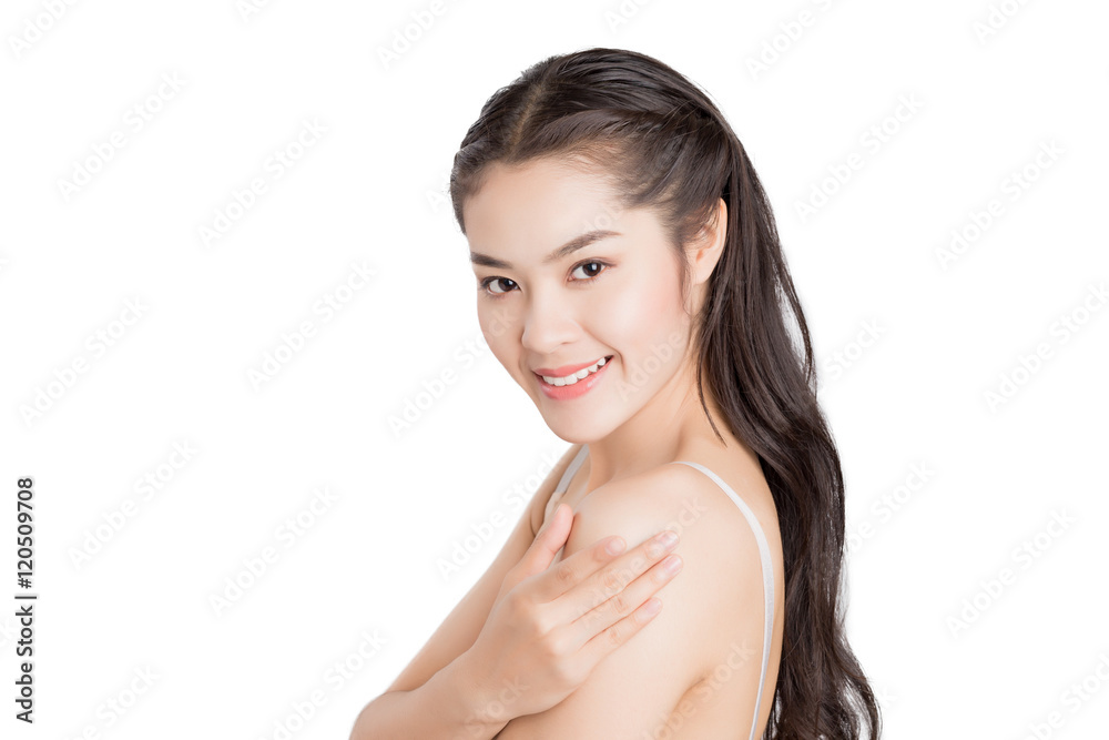Young beauty Asian woman with healthy skin and eyes care concept Young beauty Asian woman with healthy skin and eyes care concept