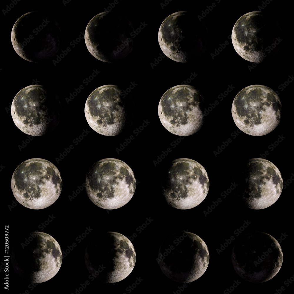 Obraz premium Moon Solar system planet on black background 3d rendering. Elements of this image furnished by NASA