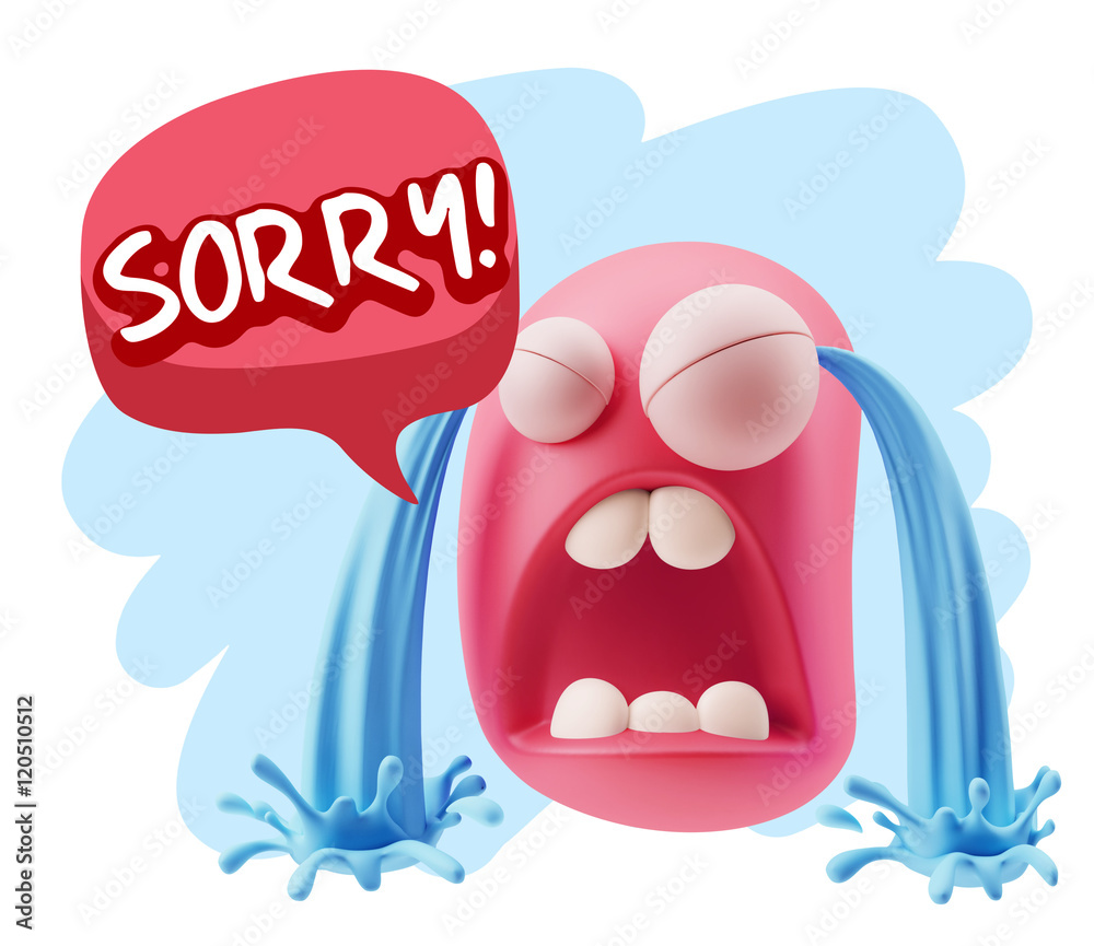 3d Illustration Sad Character Emoji Expression saying Sorry with 3d Illustration Sad Character Emoji Expression saying Sorry with
