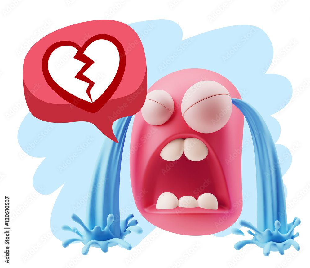 Obraz premium 3d Illustration Sad Character Emoji Expression saying Broken Hea