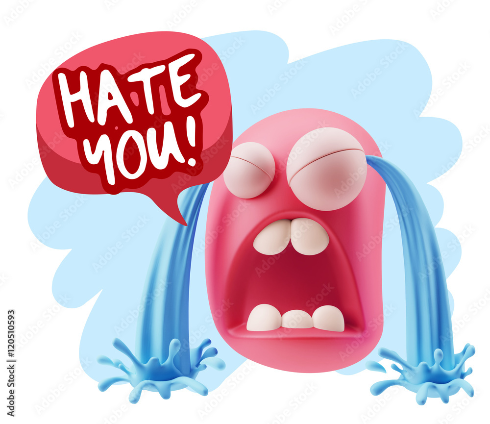 3d Illustration Sad Character Emoji Expression saying Hate You w 3d Illustration Sad Character Emoji Expression saying Hate You w