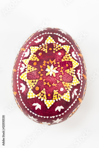 isolated Sorbian painted easter egg on white background, freigestelltes sorbisches Osterei vor weißem Hintergrund photo