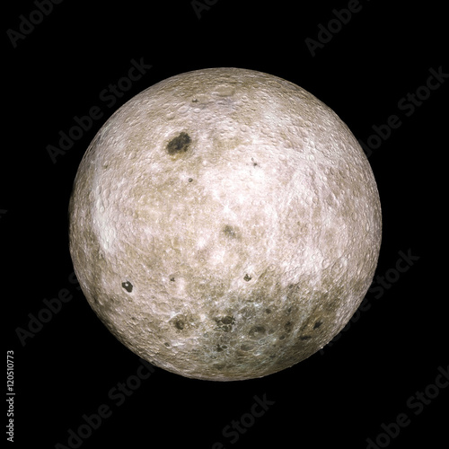 Moon Solar system planet on black background 3d rendering. Elements of this image furnished by NASA
