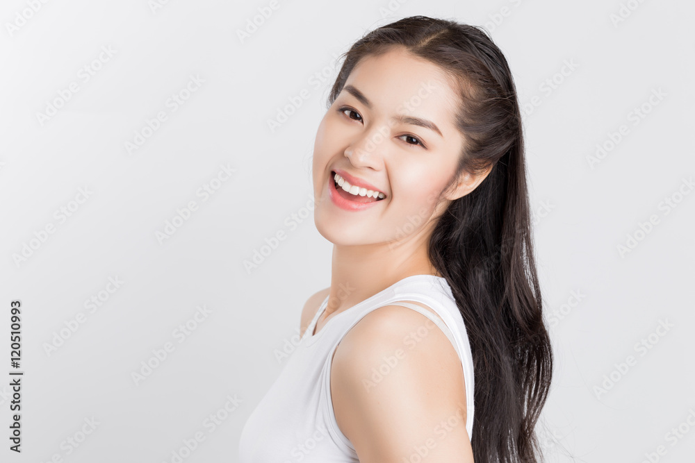 Young beauty Asian woman with healthy skin and eyes care concept Young beauty Asian woman with healthy skin and eyes care concept