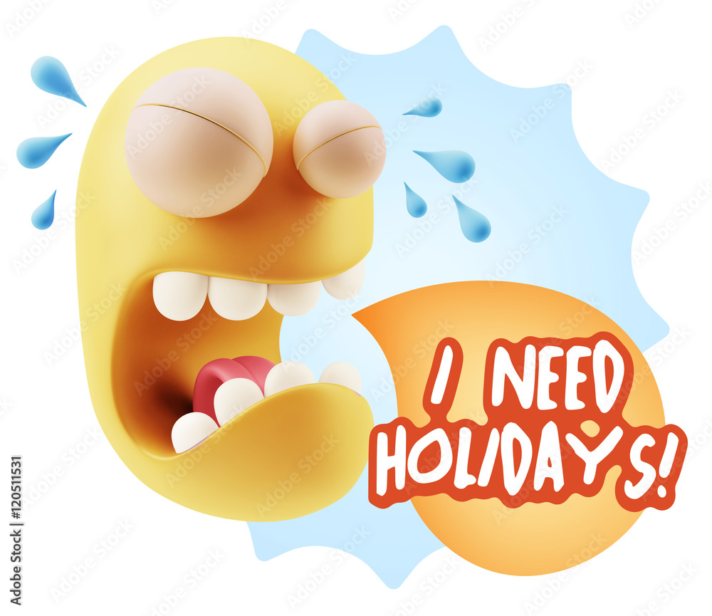 3d Illustration Sad Character Emoji Expression saying I Need Hol