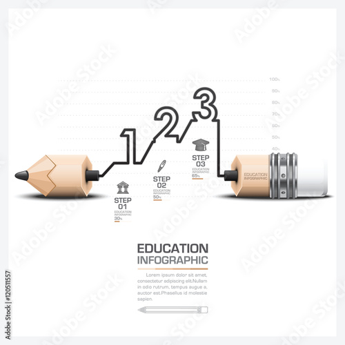 Education And Learning Infographic With Carve Step Pencil Lead