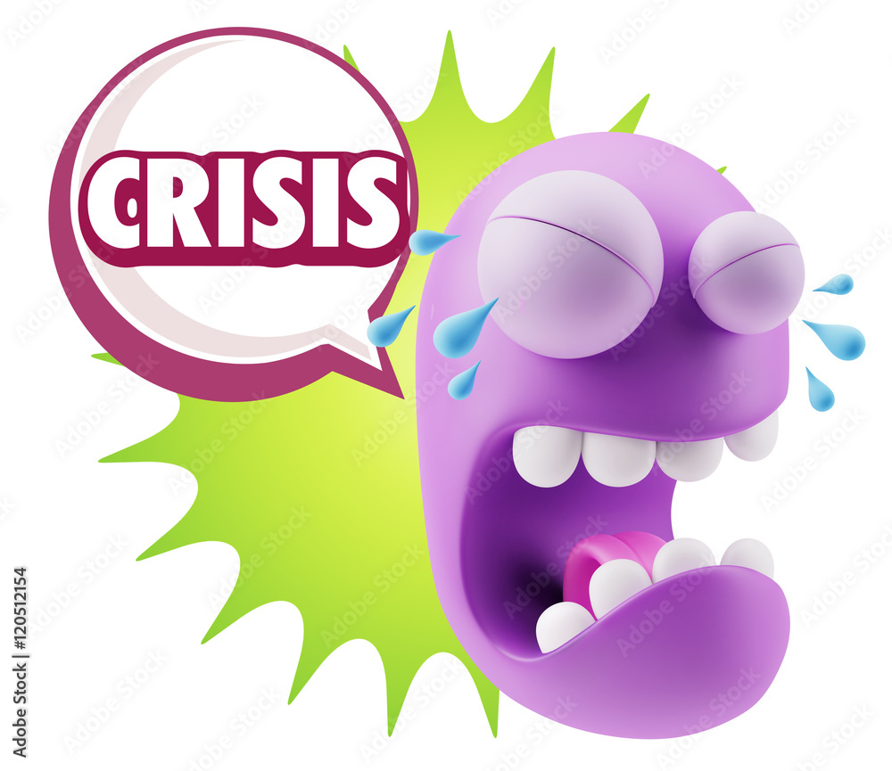 3d Illustration Sad Character Emoji Expression saying Crisis wit 3d Illustration Sad Character Emoji Expression saying Crisis wit