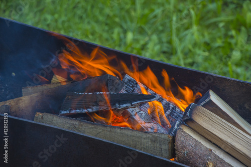 Brazier with burning coals