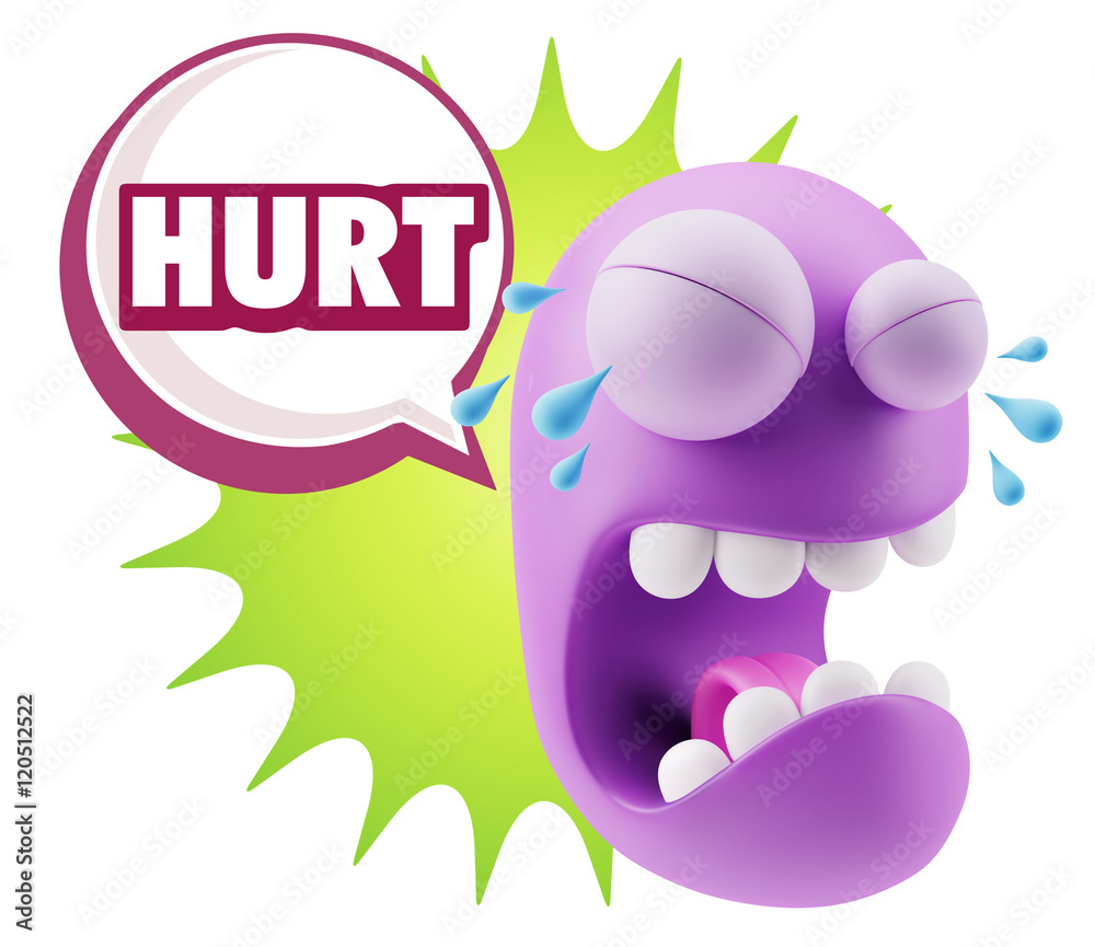 3d Illustration Sad Character Emoji Expression saying Hurt with