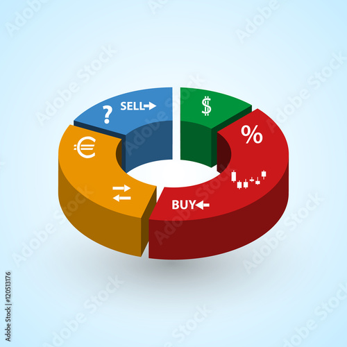 infographics symbols in big colorful 3d circle graph from parts eps10