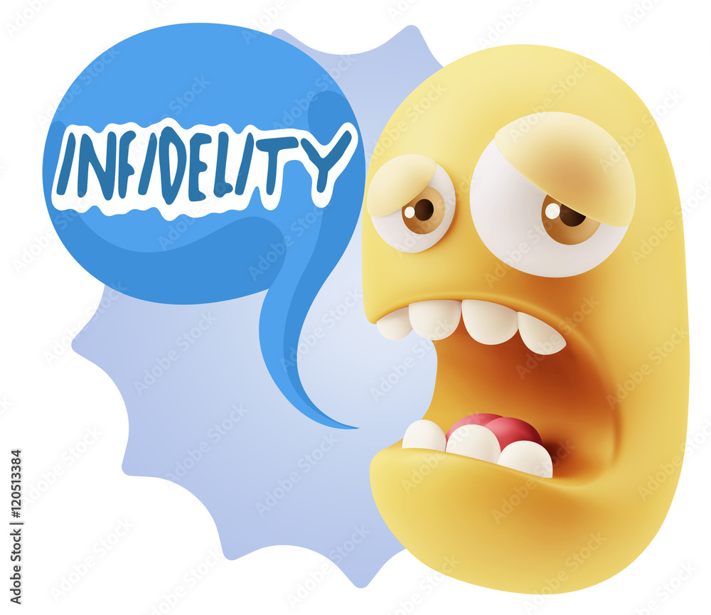 Obraz premium 3d Illustration Sad Character Emoji Expression saying Infidelity