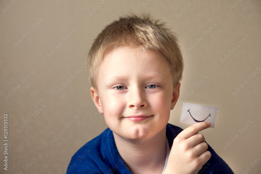 boy with paper smile boy with paper smile