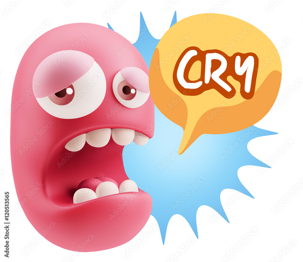 3d Illustration Sad Character Emoji Expression saying Cry with C 3d Illustration Sad Character Emoji Expression saying Cry with C