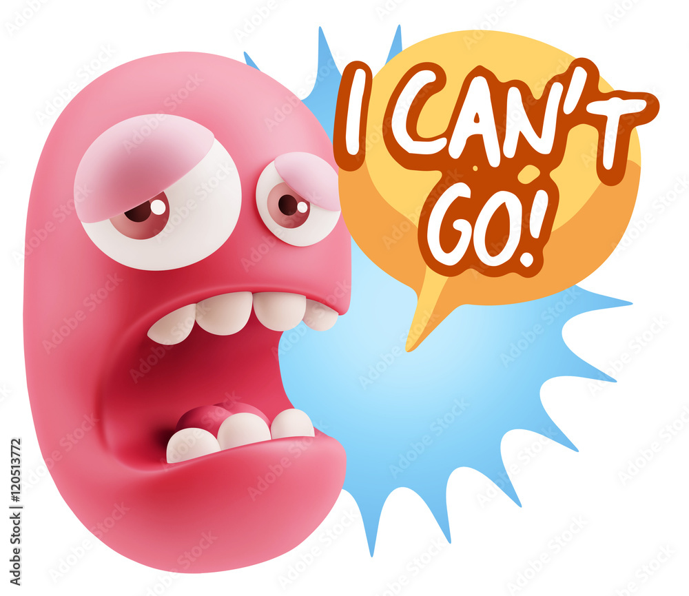 3d Illustration Sad Character Emoji Expression saying I Can't Go 3d Illustration Sad Character Emoji Expression saying I Can't Go