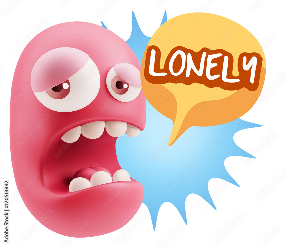 3d Illustration Sad Character Emoji Expression saying Lonely wit 3d Illustration Sad Character Emoji Expression saying Lonely wit