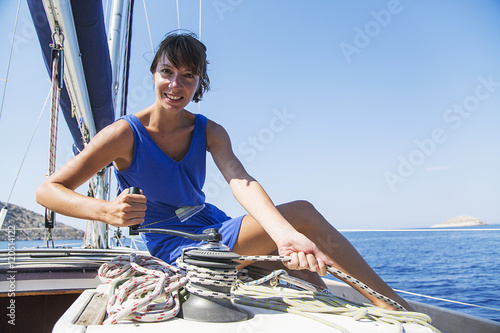 Woman on sailboat