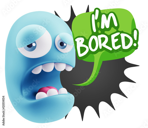 3d Illustration Sad Character Emoji Expression saying I m Bored